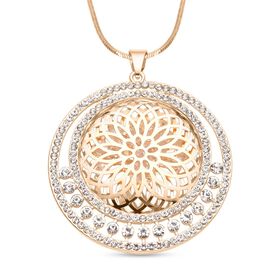Weißer Kristall Mandala-Anhänger mit Kette, goldfarben