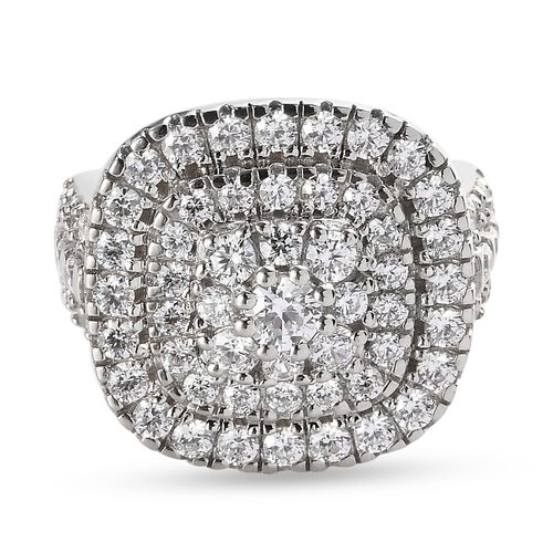 LUSTRO STELLA Hergestellt mit ZIRKONIA Cluster Ring 925 Silber Platin-Überzug (Größe 16.00) ca. 4,32 ct image number 0
