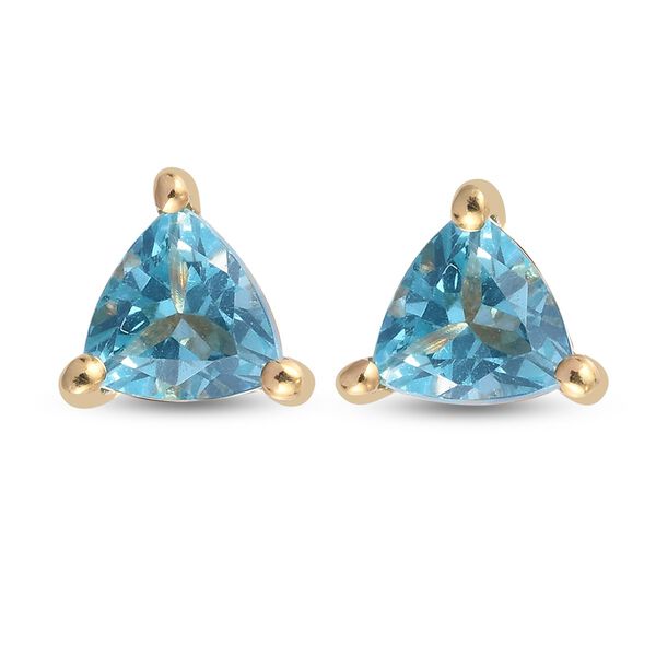 Blaue Apatit Ohrstecker 925 Silber vergoldet ca. 0,77 ct image number 5