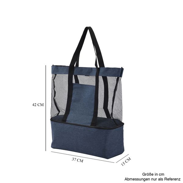 Zweist&ouml;ckige Netz-Einkaufstasche mit K&uuml;hlfach, 37x15x42cm, blau image number 9