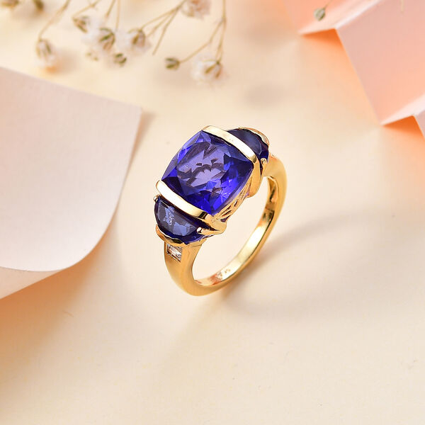 Tansanit-Farbe Quarz und Zirkon Ring - 7,05 ct. image number 2