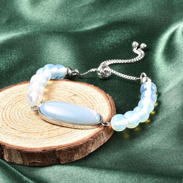 Opalite Flexibles Bolo-Armband, ca. 15-22 cm, Edelstahl ca. 70.00 ct image number 2
