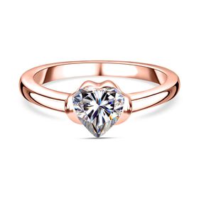 Moissanit Ringe 925 Silber Roségold Vermeil (Größe 18.00) ca. 0.93 ct