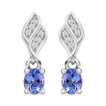 Tansanit, Wei&szlig;er Zirkon Ohrringe 925 Silber rhodiniert ca. 0.49 ct