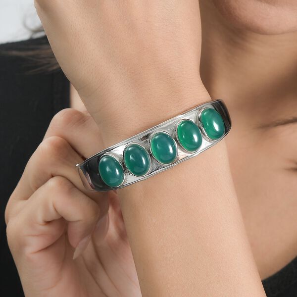 Verde Onyx Armreif ca. 19 cm Edelstahl ca. 36.60 ct image number 3