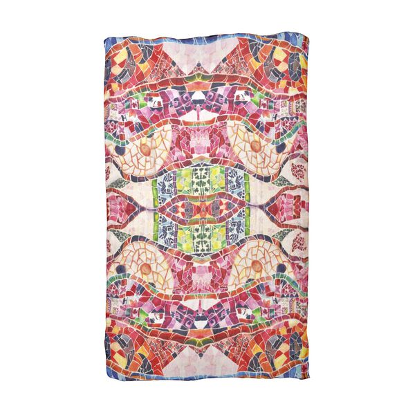 LA MAREY bedruckter Seidenschal, 180x110 cm, abstraktes Muster, Rot image number 1