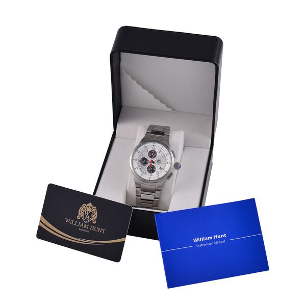 WILLIAM HUNT- Uhr mit japanischem Uhrwerk und Kettenamband, Wei&szlig; image number 7