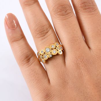LUXURIANT SI Labor Diamant Ring, 925 Silber 750 Gelbgold Vermeil - 1 ct.