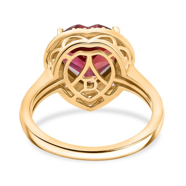 Flame of Grace - D'joy Lab Grown Padparadscha-Saphir , Moissanit Ring 925 Silber 750 Gelbgold Vermeil (Gr&ouml;&szlig;e 19.00) ca. 4.93 ct image number 6