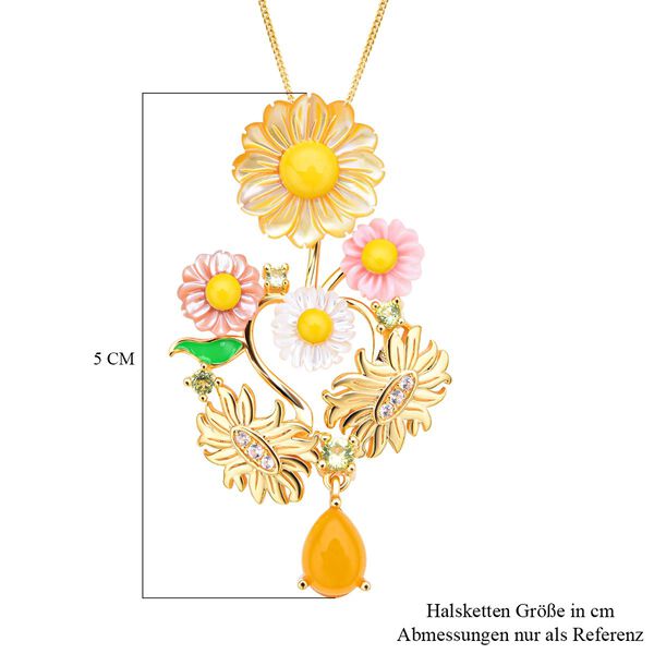 Jardin Kollektion - Gelber Perlmutt und Jade-Anh&auml;nger mit Kette, 925 Silber Gelbgold Vermeil ca. 1,90 ct image number 6