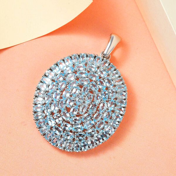 Himmelblauer Topas Anh&auml;nger, 925 Silber platiniert ca. 22.61 ct image number 3