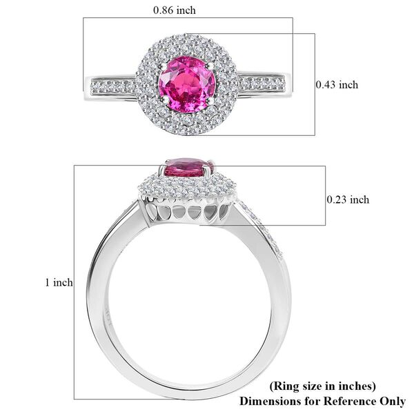 Zertifiziert und gepr&uuml;ft AAA Rosa Saphir und Diamant Ring in 417 Wei&szlig;gold - 1 ct image number 6