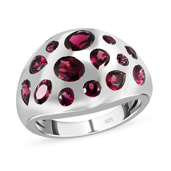 Rhodolit Granat Ring 925 Silber Platin-&Uuml;berzug 2,18 Ct