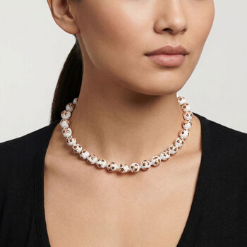 Keramik-Halskette, ca. 50 cm, silberfarben