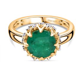 D'Joy Smaragd Triplett Quarz und Zirkon Ring - 4 ct. D'Joy Smaragd Triplett Quarz und Zirkon Ring - 4 ct.