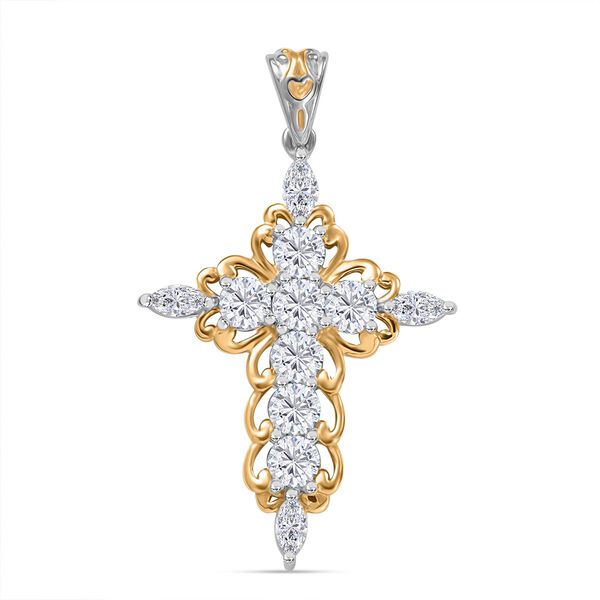 J Francis gefertigt mit SWAROVSKI- Swarovski Zirkonia Kreuz Anhänger image number 0