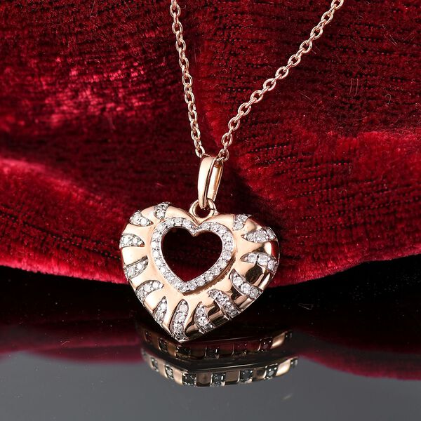 LUXURIANT SI Labor Diamant Anhänger mit 45cm Kette, 925 Silber Roségold Vermeil - 0,33 ct. image number 2
