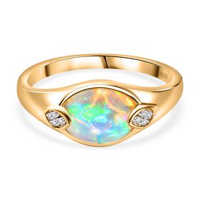 AA natürlicher, äthiopischer Welo Opal und Zirkon-Ring - 1,29 ct.