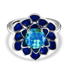 Pfau Triplette Quarz-Ring, 925 Silber platiniert (Größe 16.00) ca. 1.31 ct