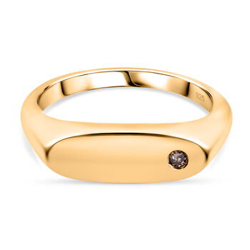 Nat&uuml;rlicher Champagner Diamant Herren Ring 925 Silber vergoldet (Gr&ouml;&szlig;e 20.00) ca. 0,05 ct