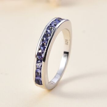 Tansanit Ring, 925 Silber rhodiniert - 0,92 ct.