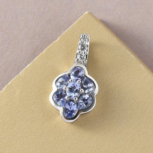 Tansanit und Zirkon-Anh&auml;nger, 925 Silber platiniert ca. 1,19 ct image number 3