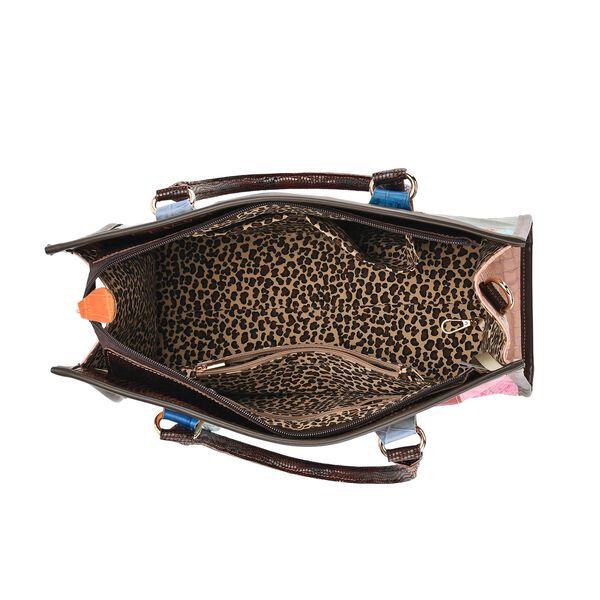 "Chaos by Elsie Genuine Leather Crossbody Bag with RFID Color:green Embossed crocdile shining rhomboid pattern Size:36*15*25cm           Wall: Genuine Leather Lining: Polyester                Exterior:zipped-2, Interior:zipped-2 , slip-2   with 1 Long str image number 6