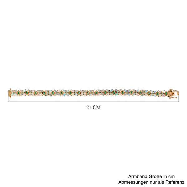 Natürliches, äthiopisches Welo Opal und Kagem sambisches Smaragd-Armband, 20 cm - 9,21 ct. image number 5
