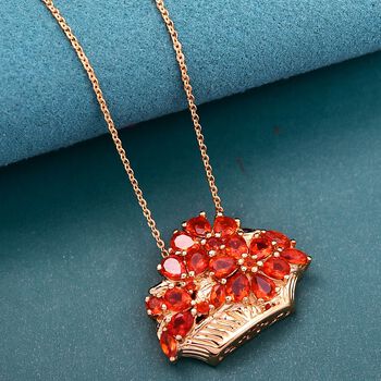 D'Joy AAA Blaze Feueropal Schmuckset ca. 50 cm 925 Silber 750 Gelbgold Vermeil ca. 1,74 ct.