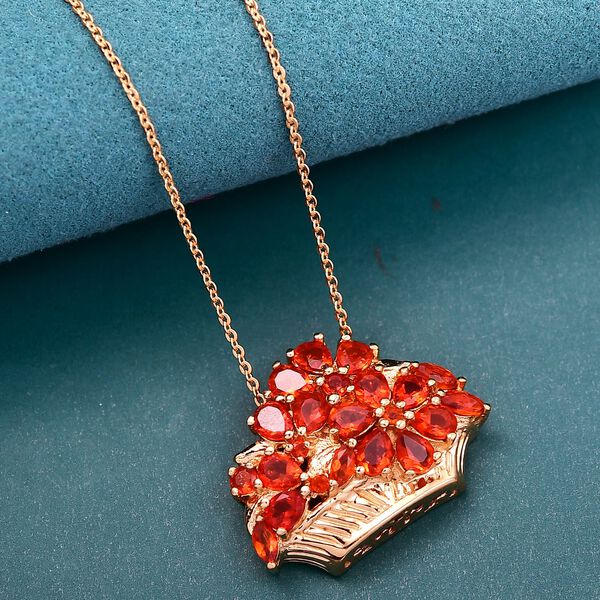 D'Joy AAA Blaze Feueropal Schmuckset ca. 50 cm 925 Silber 750 Gelbgold Vermeil ca. 1,74 ct. image number 2