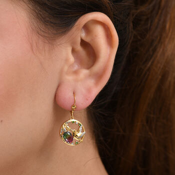 D'Joy Wassermelonen Triplett Quarz und Chromdiopsid zweifarbige Ohrringe - 2,78 ct.