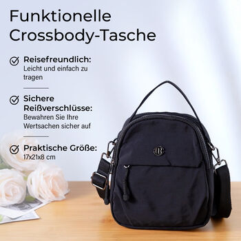 Nylon Crossbody Tasche in Schwarz mit Rei&szlig;verschluss