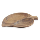 Handgefertigtes, blattförmiges Servierbrett mit 2 Fächern aus Akazienholz, Größe 26,03x17,78x2,54 cm