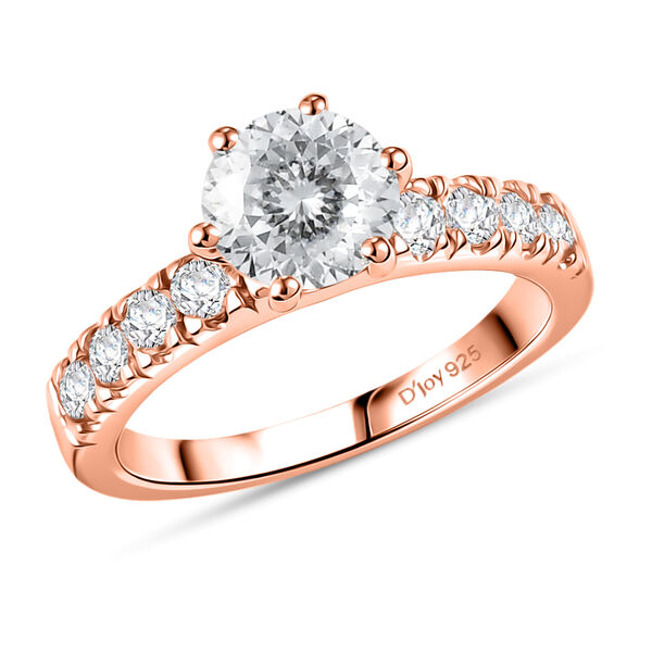 D'Joy 120 Facetten Moissanit Ring 925 Silber Rosevergoldet (Größe 17.00) ca. 1.67 ct image number 4