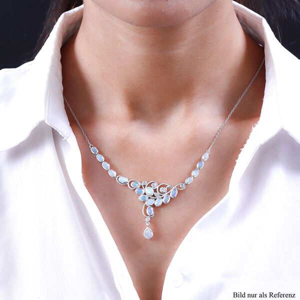 AA nat&uuml;rliche &auml;thiopische Welo-Opal und Zirkon Halskette in Silber 3,52 Ct image number 2
