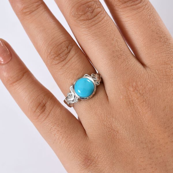 D joy Sleeping Beauty T&uuml;rkis, Moissanit Ring 925 Silber rhodiniert (Gr&ouml;&szlig;e 19.00) ca. 2.70 ct image number 3