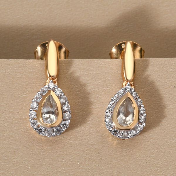 AAA Turkizit und weiße Zirkon-Ohrringe - 0,95 ct. image number 2