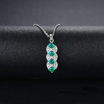 AAA Kagem sambischer Smaragd und Zirkon-Anh&auml;nger mit Kette - 0,94 ct.