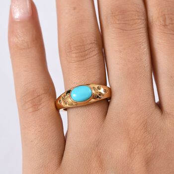 D'Joy AA Sleeping Beauty T&uuml;rkis, Kaffee Zirkon Ring 925 Silber 750 Gelbgold Vermeil (Gr&ouml;&szlig;e 17.00) ca. 1,07 ct