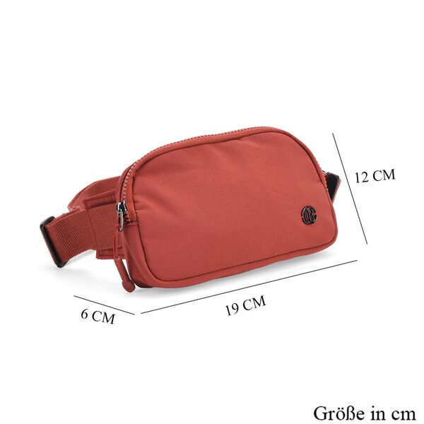 Nylon Crossbody Tasche in Ziegelrot mit praktischen Fächern, 19x12x6cm image number 6