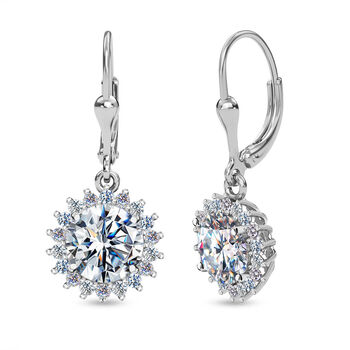 Moissanit Ohrringe, 925 Silber platiniert, ca. 5.76 ct