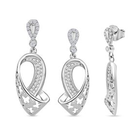 Lustro Stella Weißer Zirkonia Schmuckset 925 Silber rhodiniert