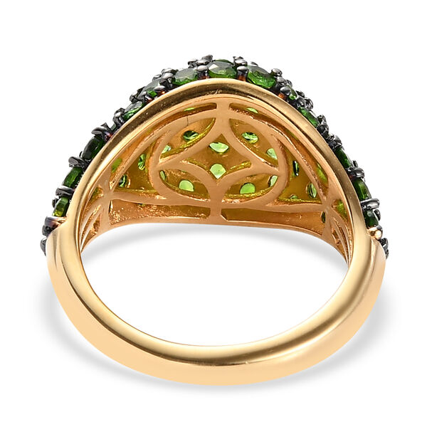 Natürlicher Chromdiopsid Cluster Ring 925 Silber vergoldet image number 7