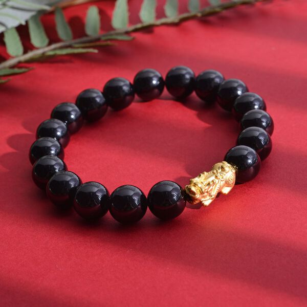 Flexibles, schwarzes Turmalin-Armband, 19 cm image number 2