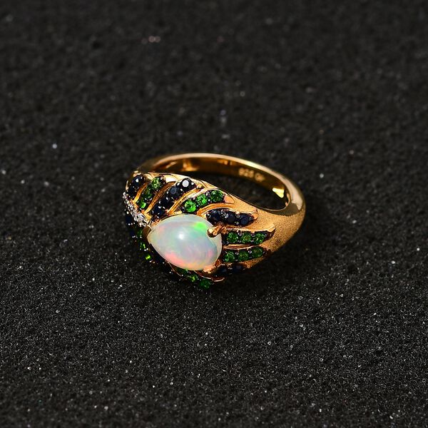 GP Trionfo Kollektion- AA äthiopischer Welo Opal, Zirkon, Chromdiopsid und Kanchanaburi blauer Saphir-Ring - 2 ct. image number 3