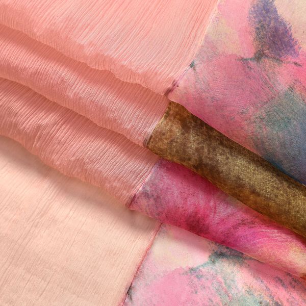 LA MAREY Seidenschal aus 100% Maulbeerseide, Grün und Rosa image number 5