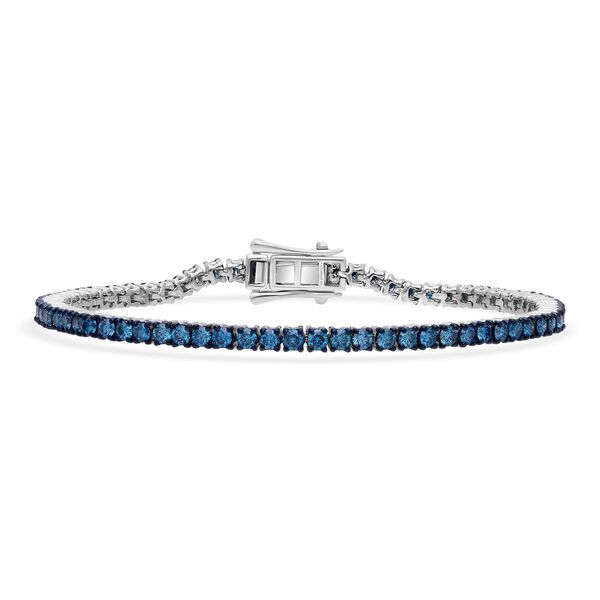 LUXURIANT SGL zertifiziertes SI-GH Labor blaues Diamant 19cm Armband und Ring image number 1