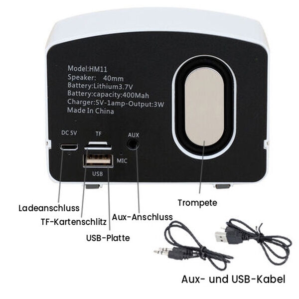 Retro Bluetooth Lautsprecher, Gr&ouml;&szlig;e 9,8x5,8x7,2 cm, Wei&szlig; image number 6