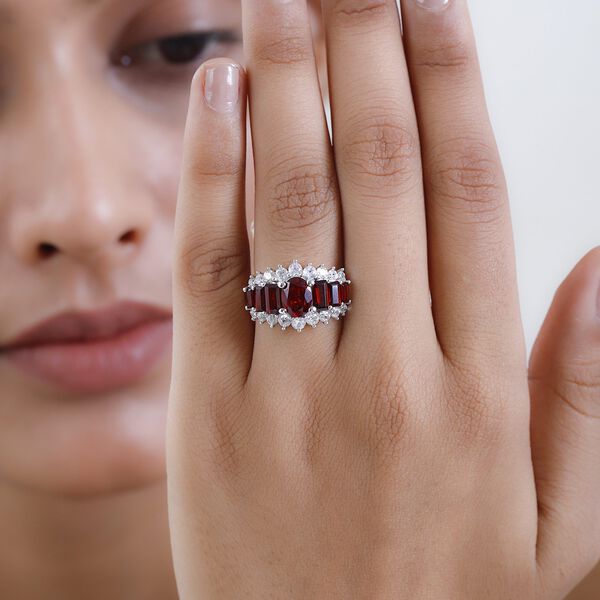 Natürlicher Mosambik Granat Ring, 925 Silber platiniert (Größe 19.00) ca. 5.49 ct image number 3