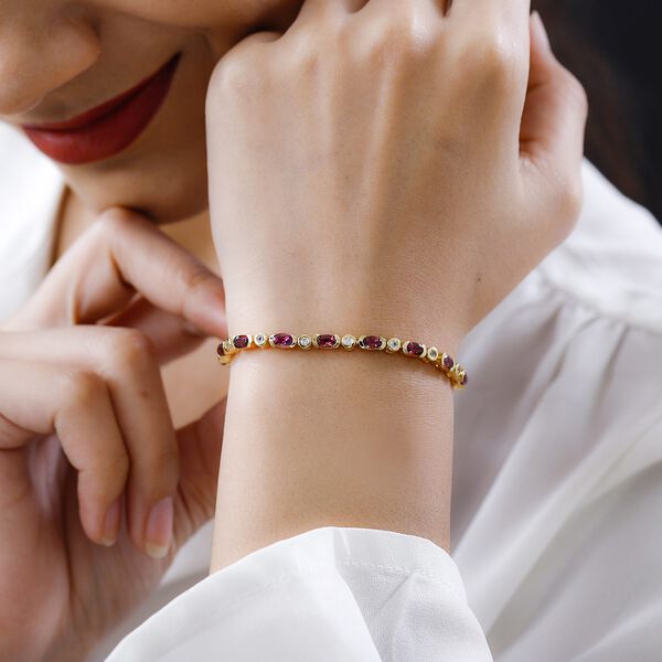 AA Rubellit und wei&szlig;es Zirkon-Armband, 19 cm - 5,72 ct. image number 3